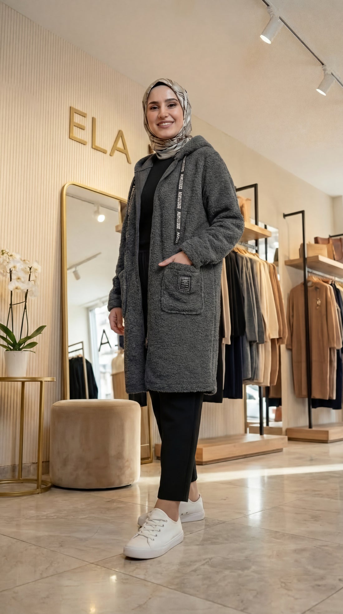 Koyu Gri Buklet Hırka