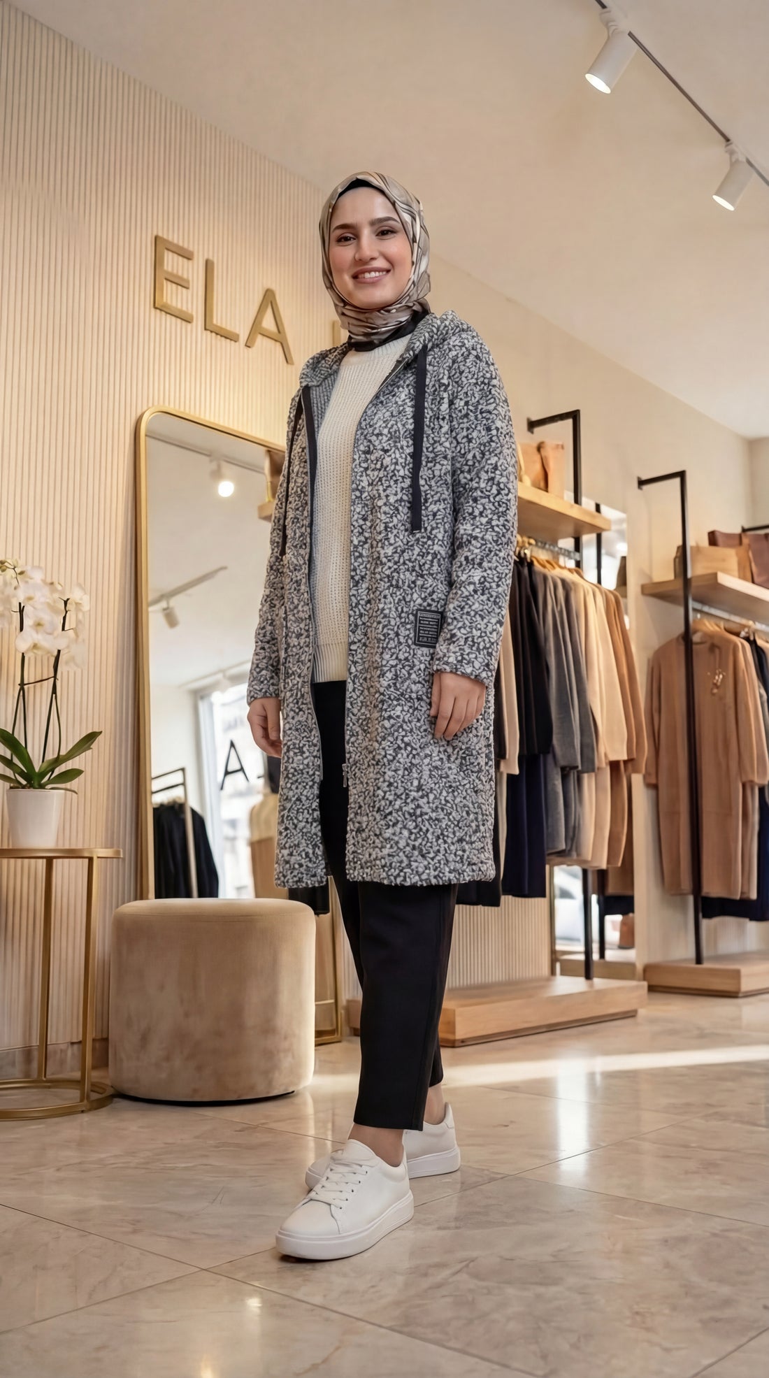 Kar Yağdı Gri  Buklet Hırka