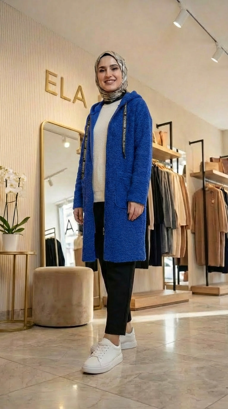 Saks Mavisi Buklet Hırka