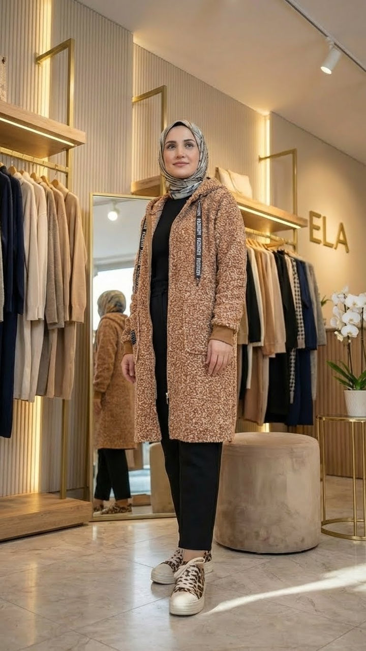 Kar Yağdı Hardal Buklet Hırka