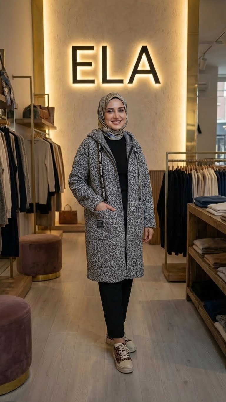 Kar Yağdı Gri  Buklet Hırka