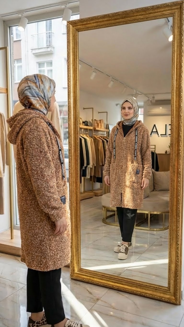 Kar Yağdı Hardal Buklet Hırka