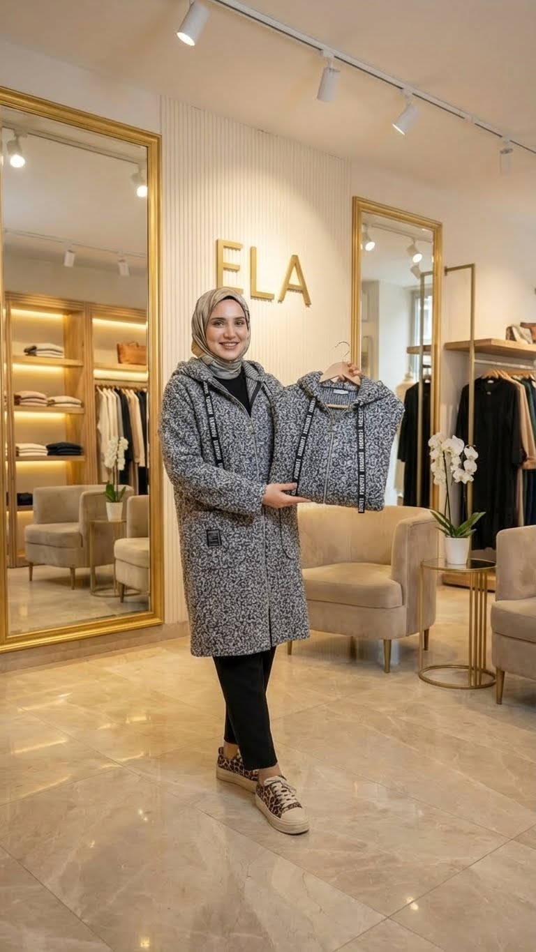 Kar Yağdı Gri  Buklet Hırka