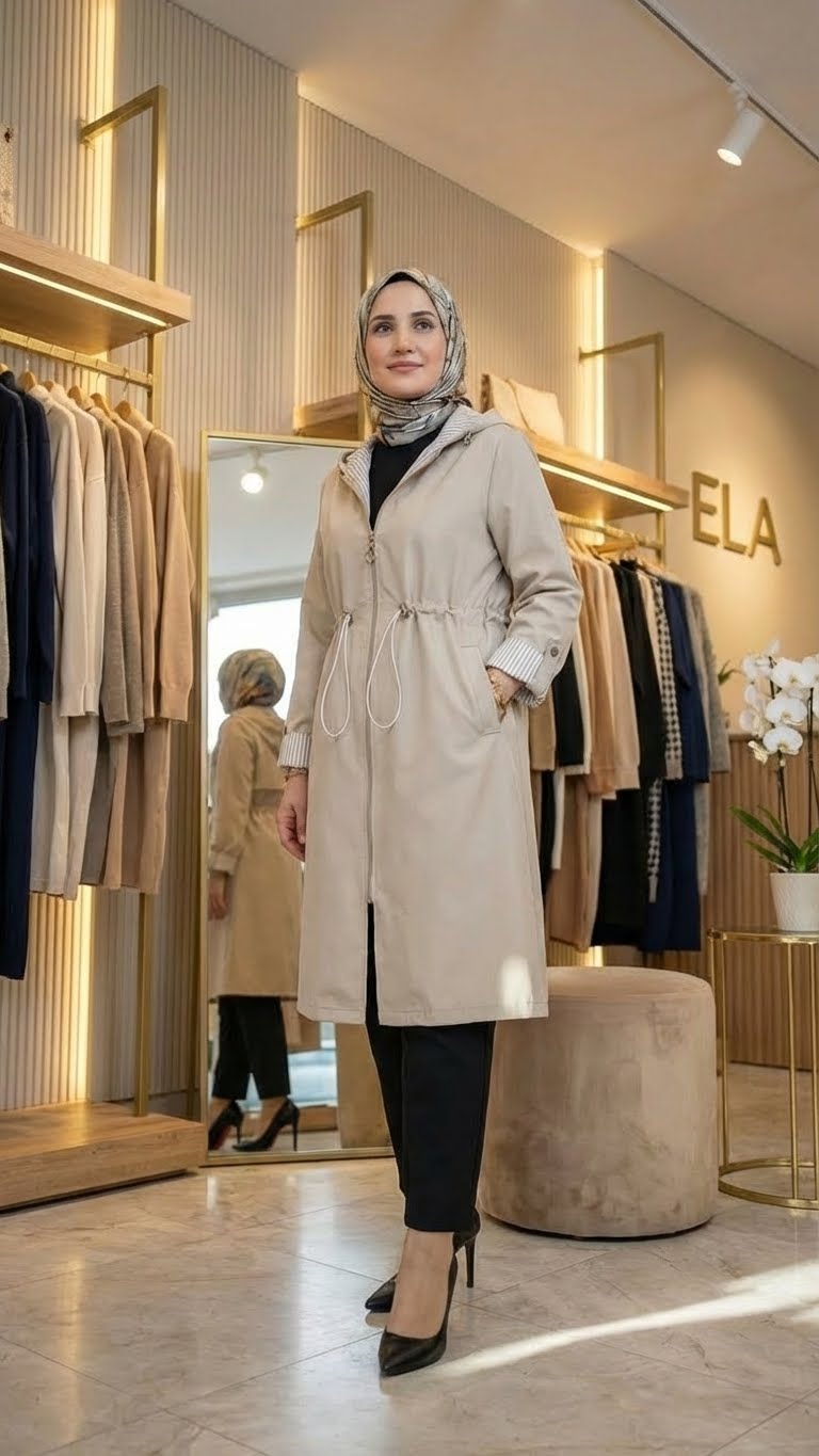 Taş Rengi Spor Trençkot