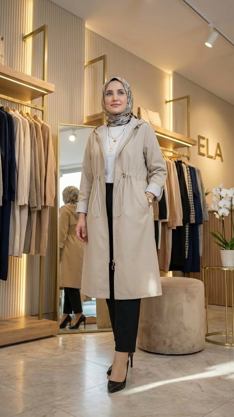 Taş Rengi Spor Trençkot