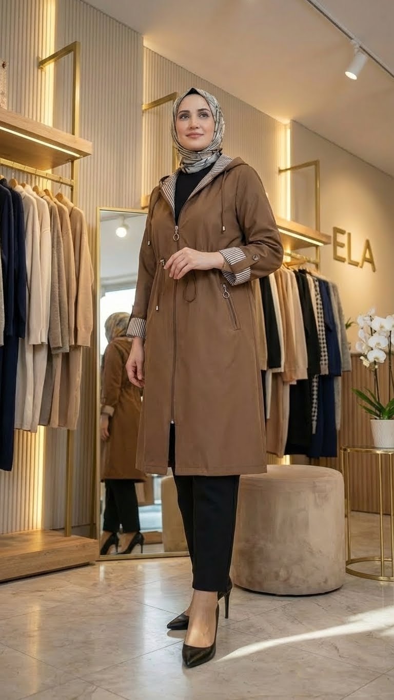 Koyu Kahverengi Spor Trençkot