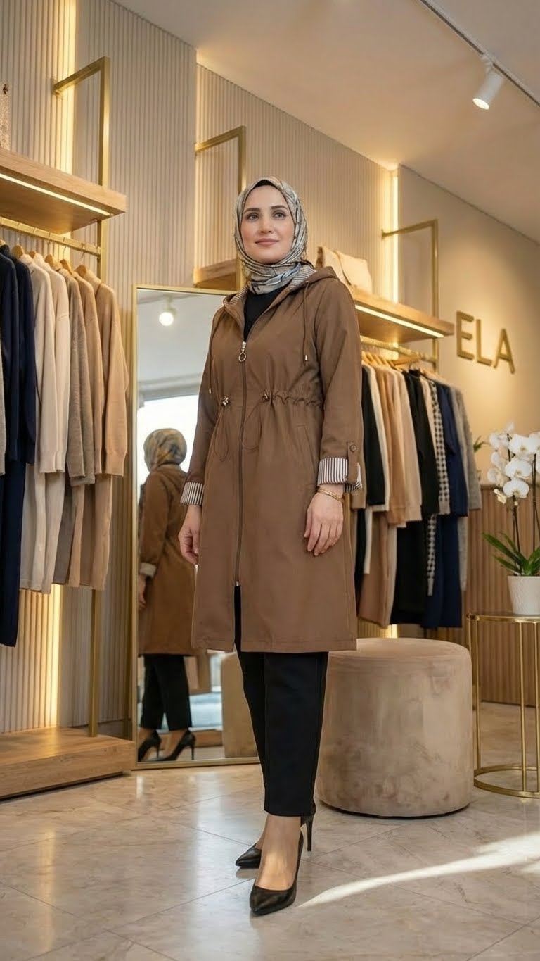 Koyu Kahverengi Spor Trençkot