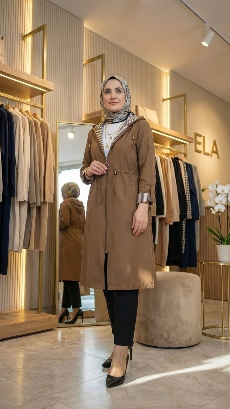 Koyu Kahverengi Spor Trençkot