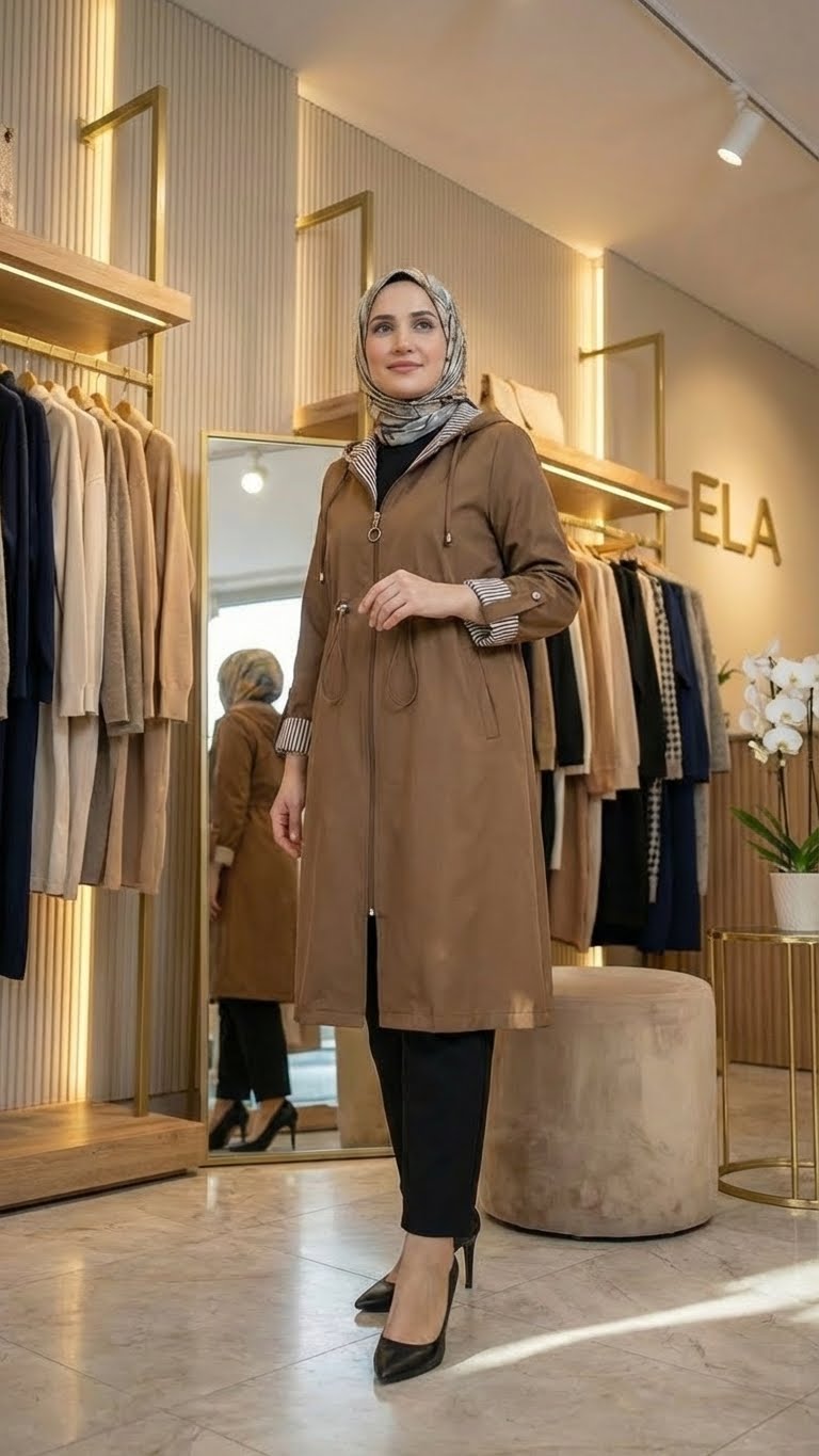 Koyu Kahverengi Spor Trençkot