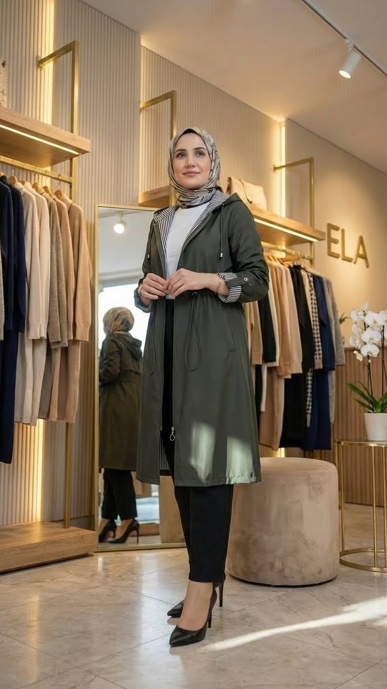 Haki Yeşil Spor Trençkot