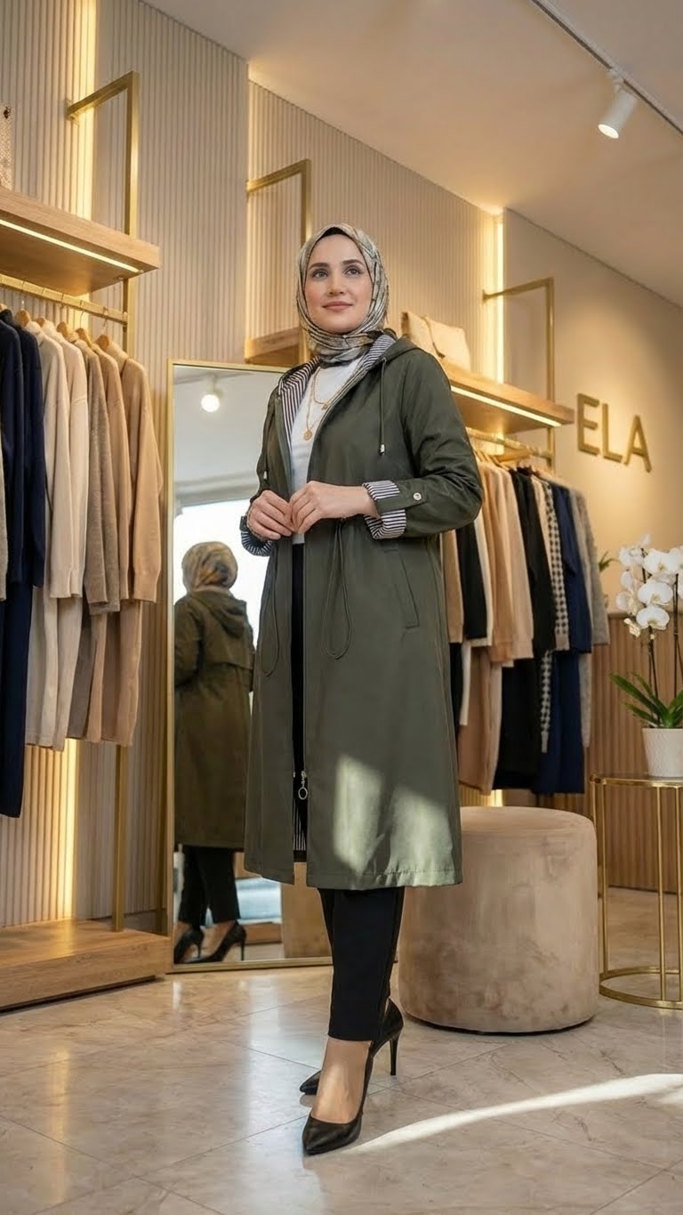 Haki Yeşil Spor Trençkot