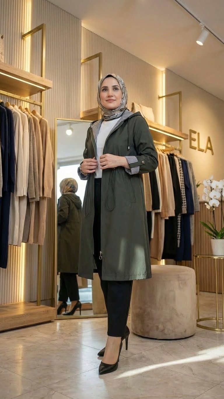 Haki Yeşil Spor Trençkot