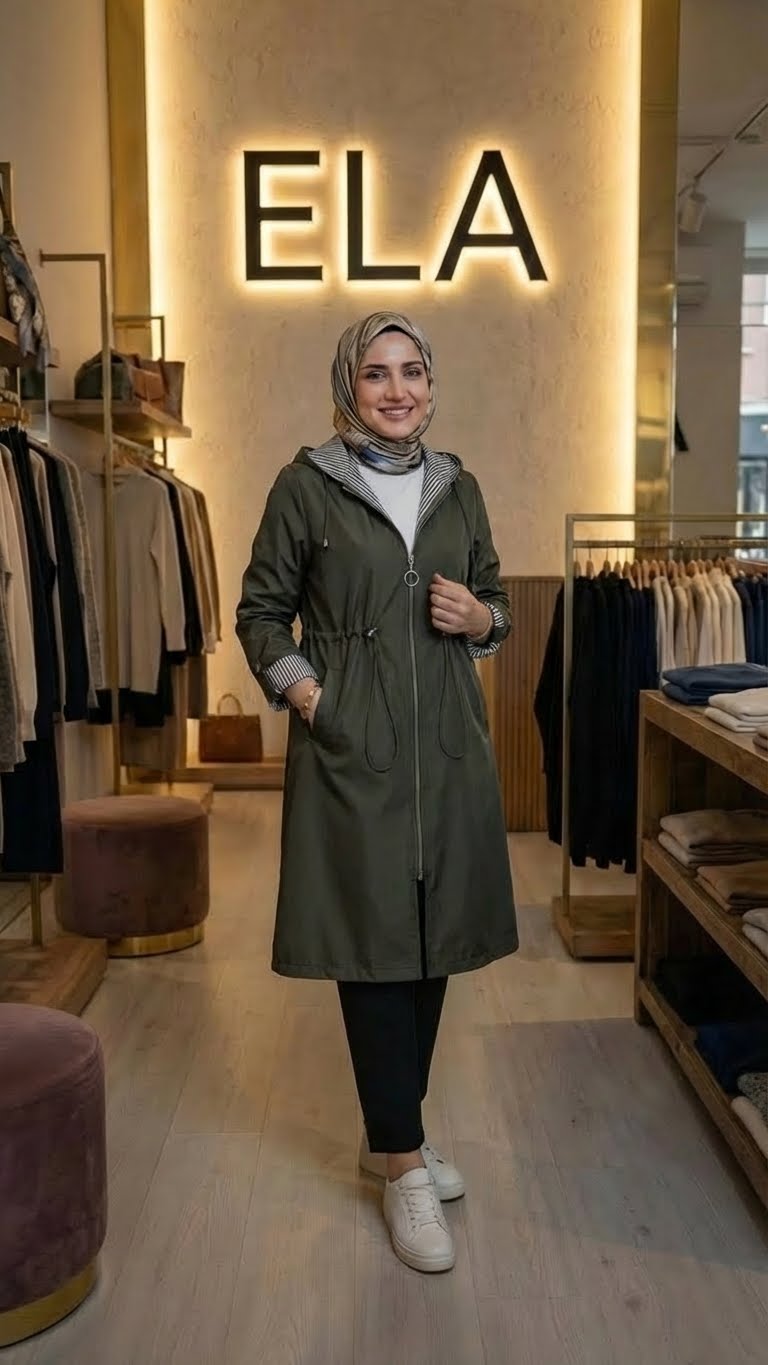 Haki Yeşil Spor Trençkot