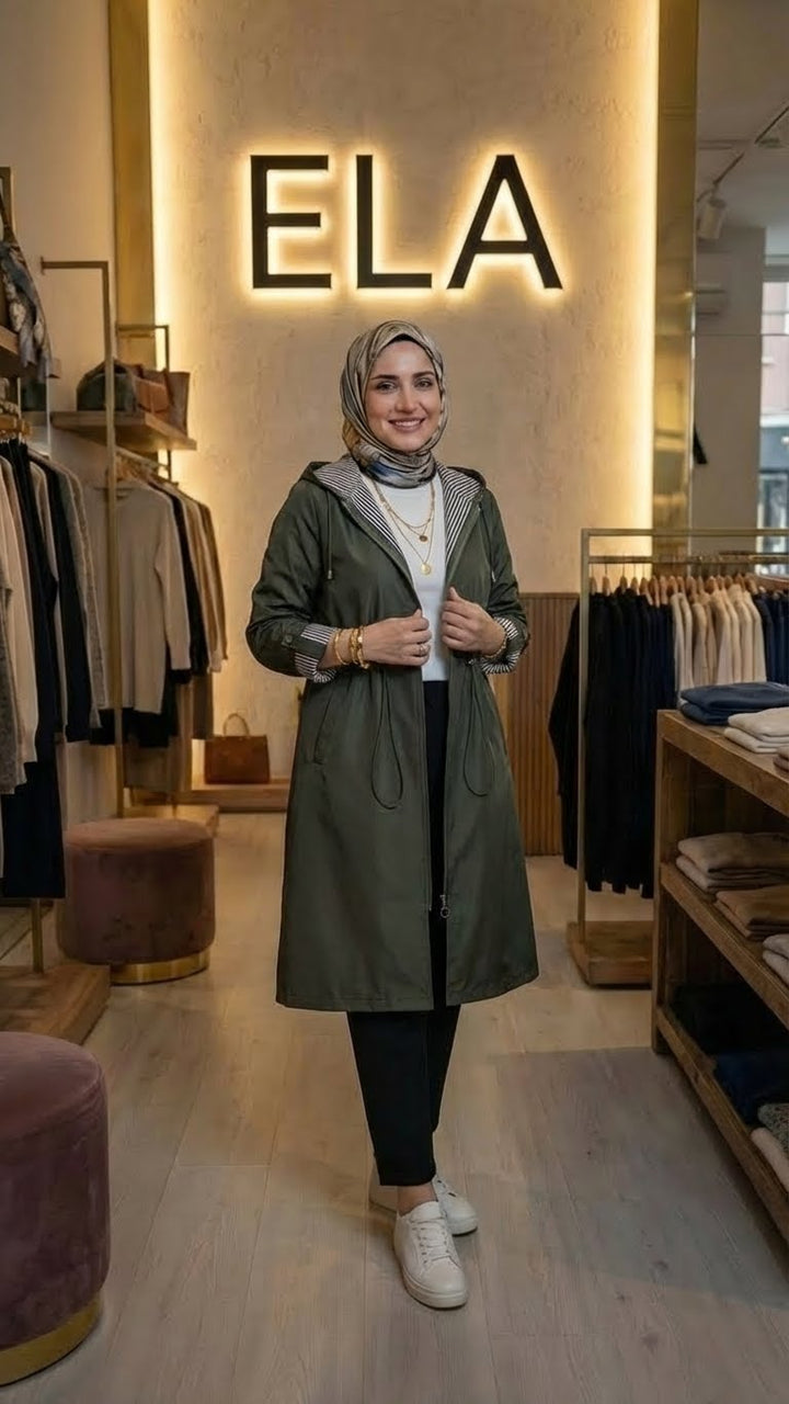 Haki Yeşil Spor Trençkot