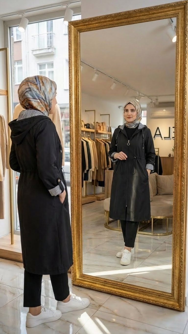 Siyah Spor Trençkot