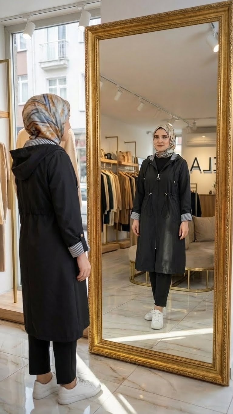 Siyah Spor Trençkot