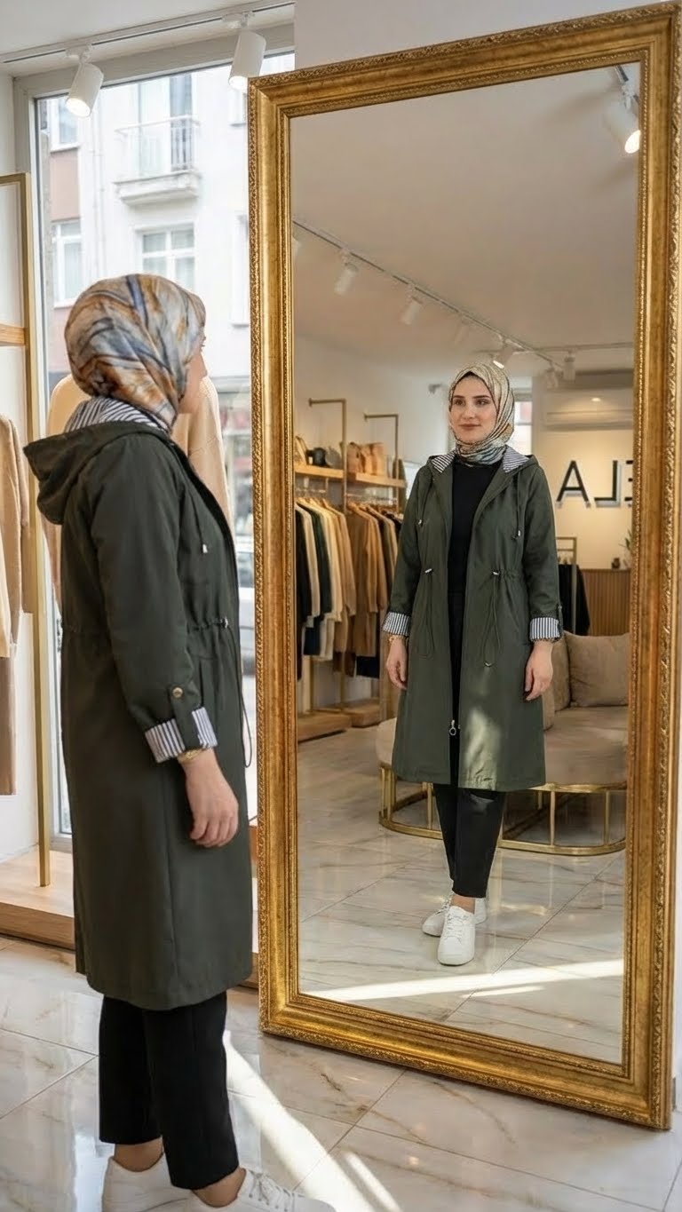 Haki Yeşil Spor Trençkot