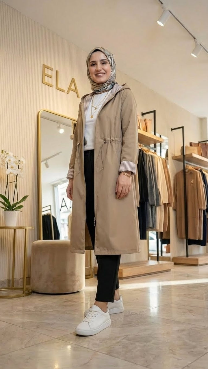 Bej Vizon Spor Trençkot