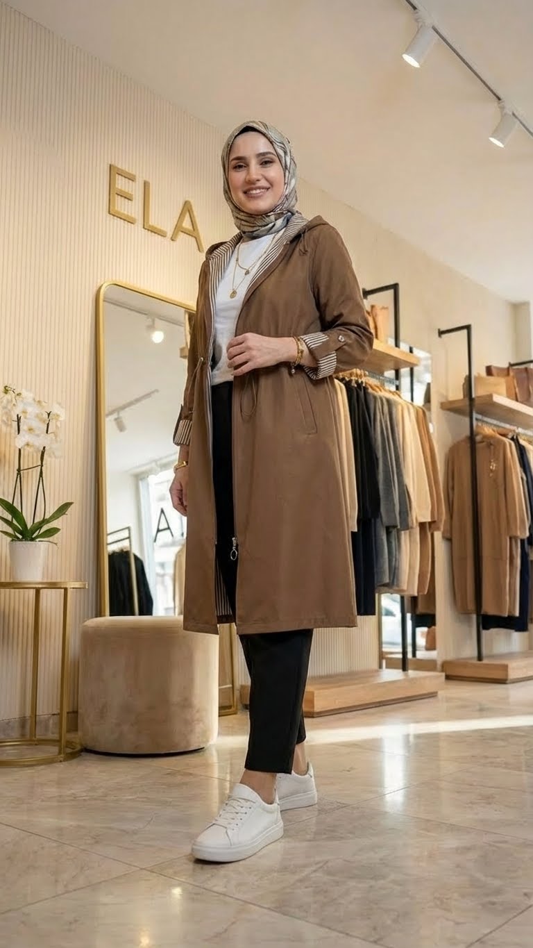 Koyu Kahverengi Spor Trençkot