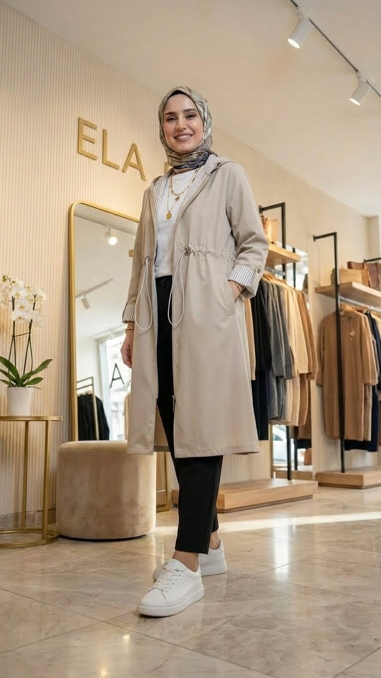 Taş Rengi Spor Trençkot