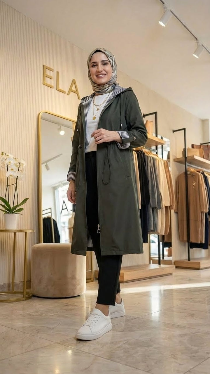 Haki Yeşil Spor Trençkot