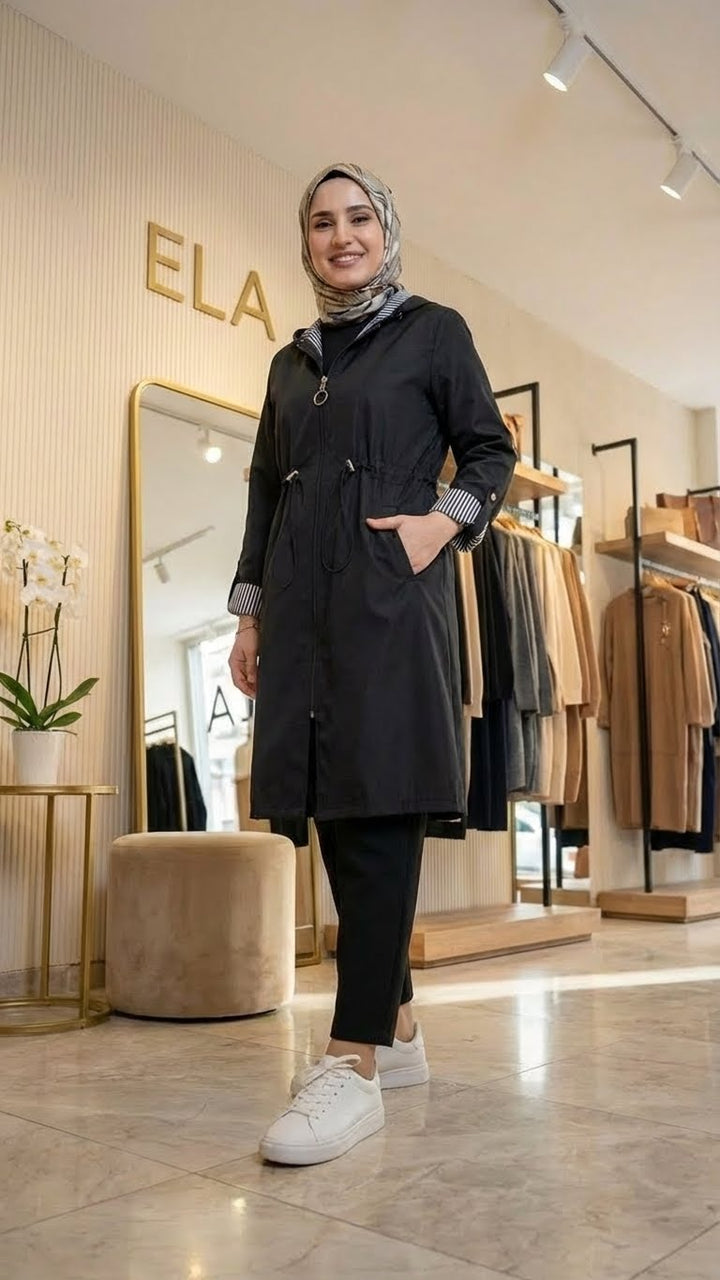 Siyah Spor Trençkot