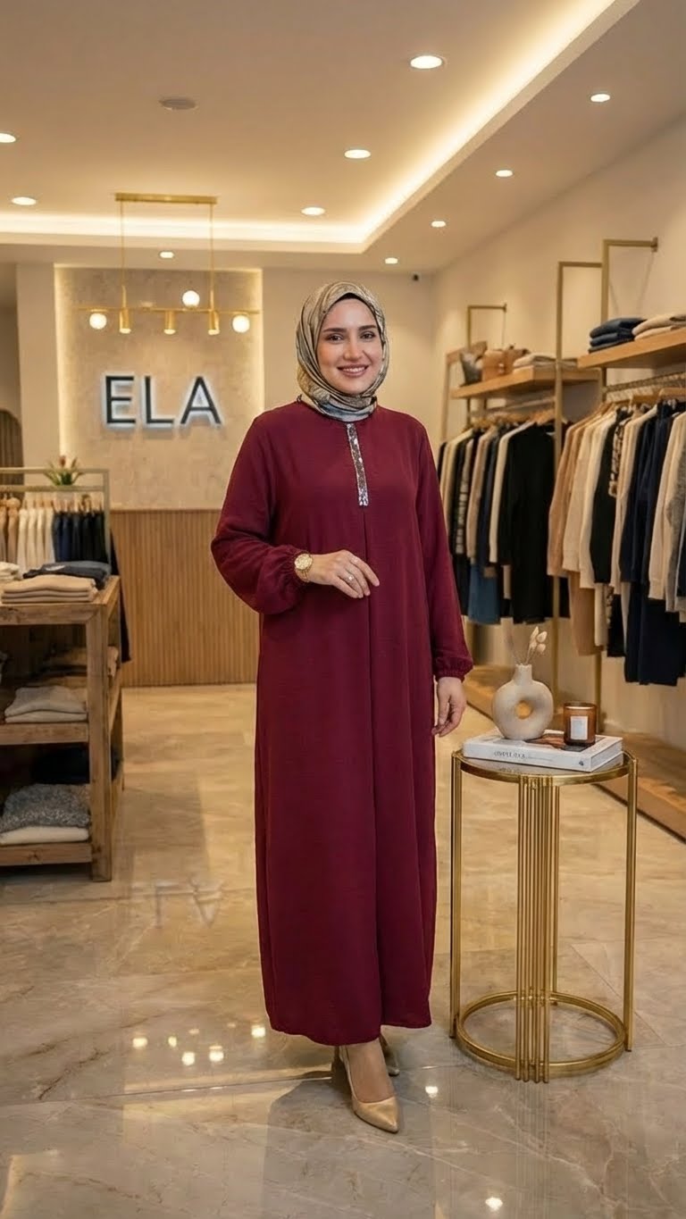 Bordo Aerobin Taşlı Elbise