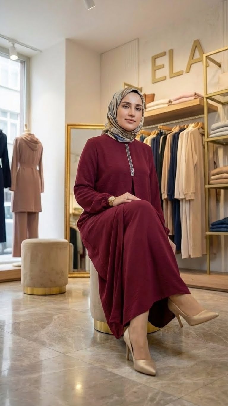 Bordo Aerobin Taşlı Elbise