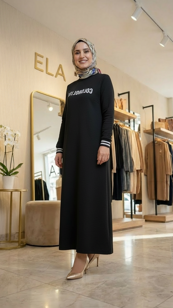 Siyah Aerobin Elbise