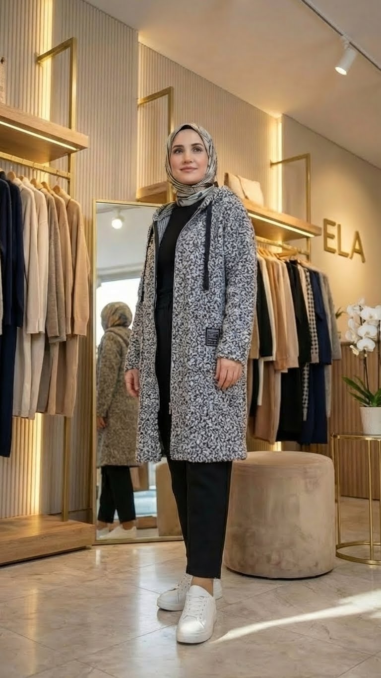 Kar Yağdı Gri  Buklet Hırka