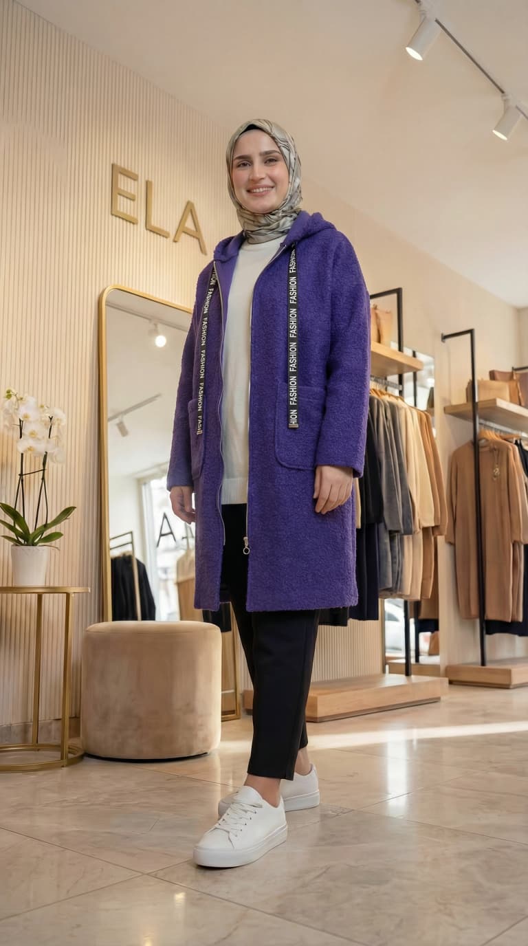 Koyu Mor Buklet Hırka