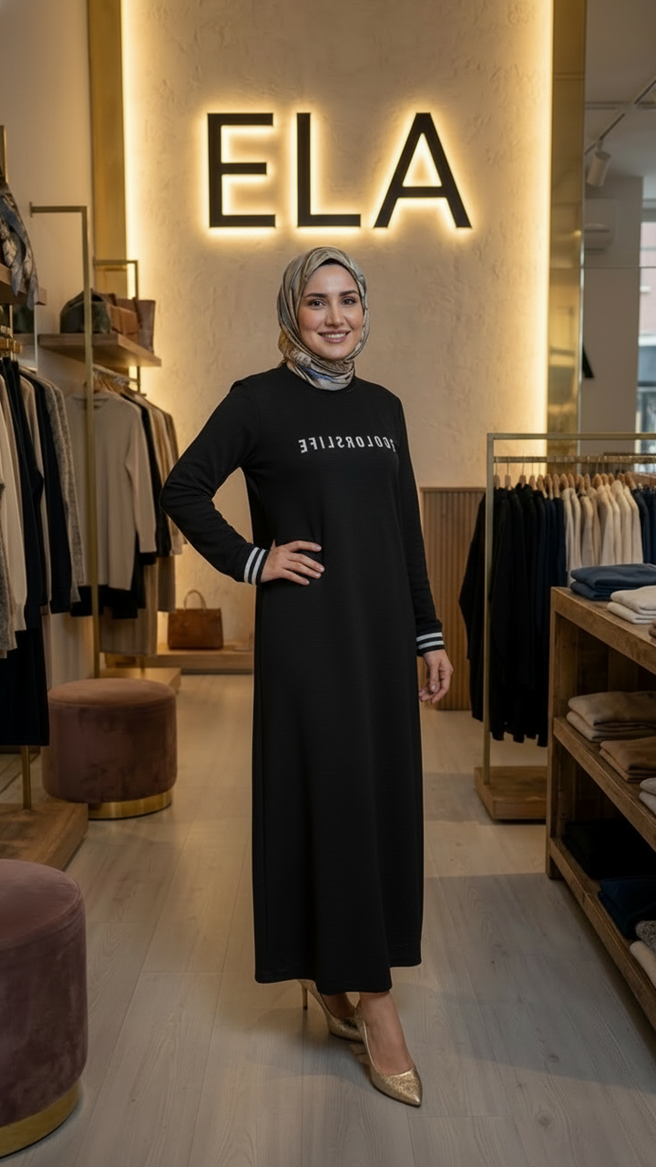 Siyah Aerobin Elbise