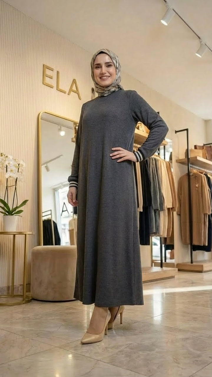 Füme Gri Aerobin Elbise