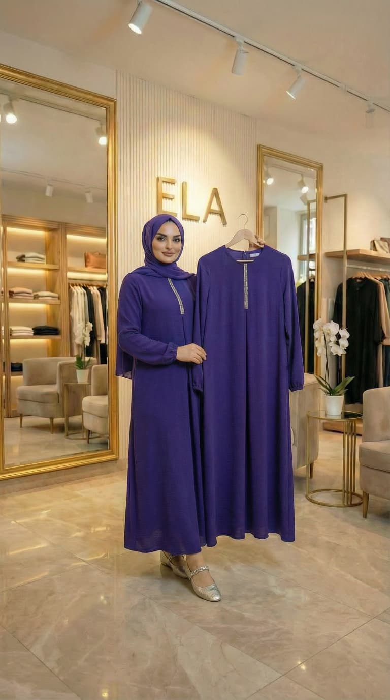 Mor Aerobin Taşlı Elbise