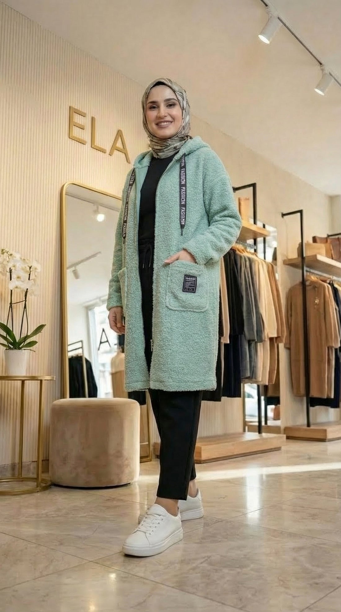 Mint Yeşili Buklet Hırka